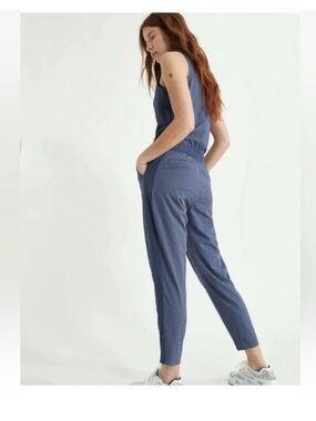 Athleta Sleeveless Cropped Jumpsuit in Slate Blue